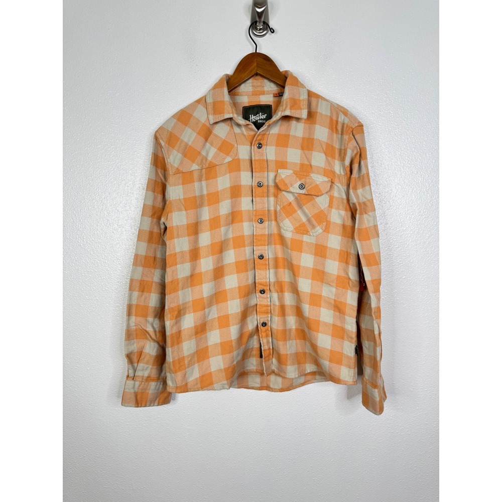 Howler Brothers Mens Orange Plaid Long Sleeve Button Down‎ Western Shirt Small